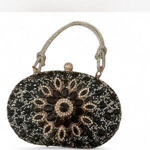 Elegant Black and Silver Women's Evening Bag